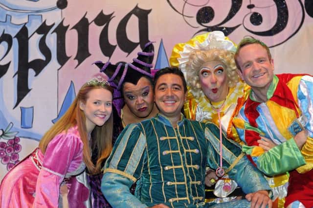 Hear'Say's Noel Sullivan plays Prince Valiant with Kay Purcell as Carabosse, Mark Siney as Nurse Nellie, David Dobson as Chester The Jester and Carol Heffernan as Belle Picture Ian Hargreaves (161241-1)