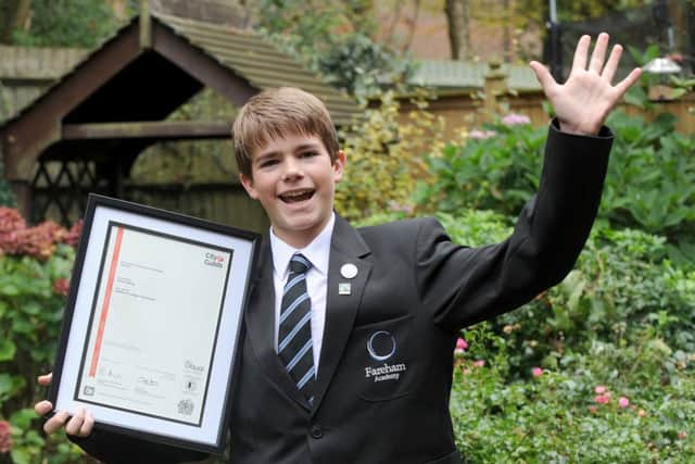 Oliver Milnes (13) from Whiteley, is the youngest person in the world to achieve a City & Guilds Level 3 AutoCAD qualification
