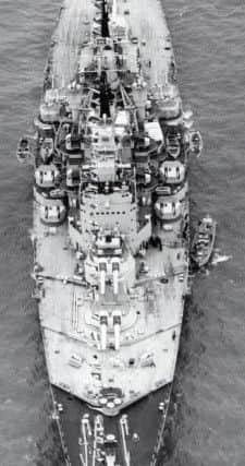 HMS Vanguard which stood in for the German battleship Bismarck in the film Sink the Bismarck.