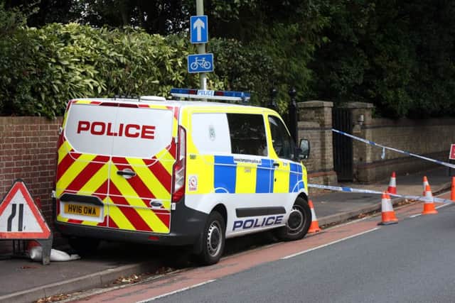 Police at the scene in Bury Road, Gosport