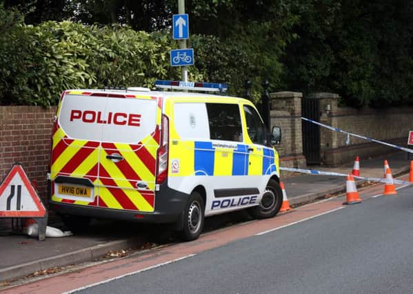 Police at the scene in Bury Road, Gosport