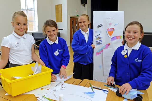 Pupils from Gomer Junior School in Gosport, from left, Lucy Storey, 10, Lily Shearn, nine, Poppy Wallace, nine, and Paige Burke, 10 Picture: Malcolm Wells (160927-8477)