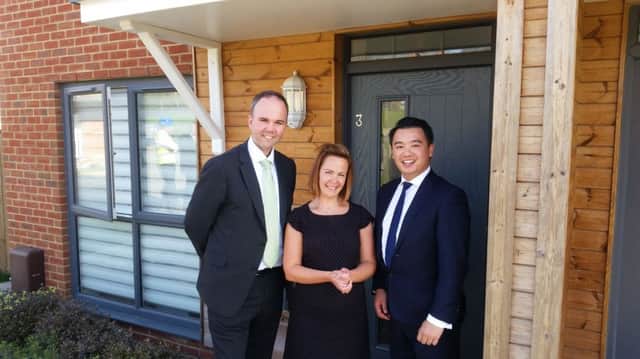 Alan Mak MP with new homeowner Jodie Reddin and housing minister Gavin Barwell MP