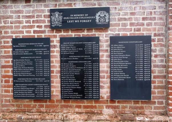The memorial at Hampshire police's Netley training headquarters for fallen officers Picture: Hampshire Police Federation