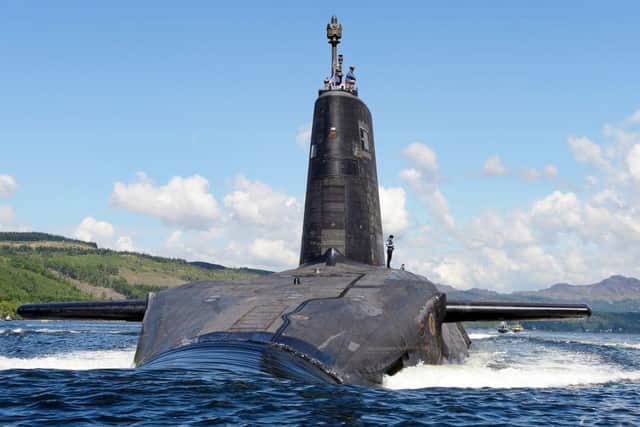 Trident sub CREDIT PICRoyal Navy submarine HMS Victorious, A Trident missile-armed Vanguard-class ballistic missile submarine leaving its base at HMNB ClydePhoto: LA(Phot) Will Haigh/MODRoyal Navy submarine HMS Victorious departs HMNB Clyde under the Scottish summer sunshine to conduct continuation training.  The Royal Navy has operated the UKs Continuous at Sea Deterrent since 1967 when the first SSBN  or Ship Submersible Ballistic Nuclear  HMS Resolution began patrolling armed with the Polaris missile system. PPP-160718-125346001
