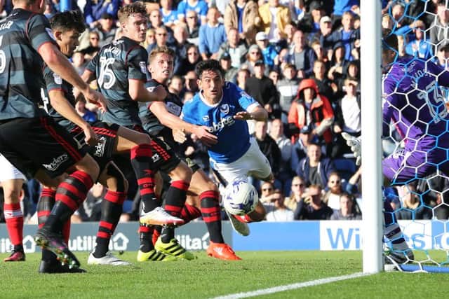 Gary Roberts go close with a header Picture: Joe Pepler