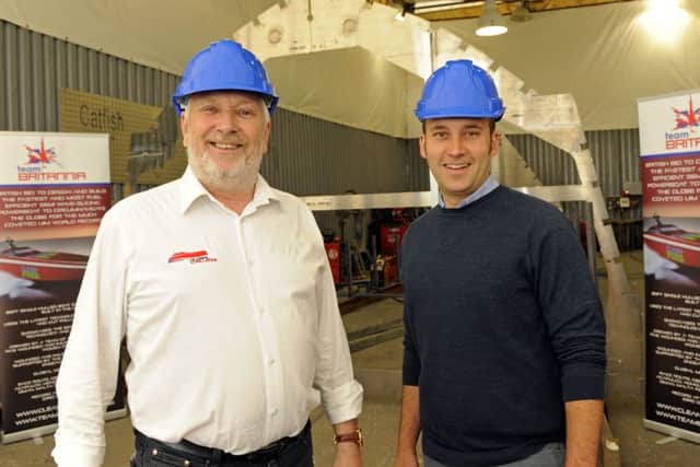 Alan Priddy with boatbuilder Paul Johnson