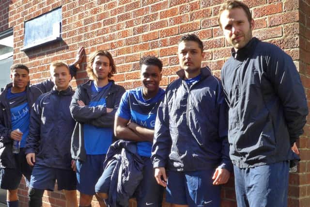 Hollyoaks players from the left:  Malique Thompson, Parry Glasspool, Maxim Baldry, Duayne Boachie, Maz Ajtar (personal trainer) and Nick Rhys Picture:                             
Pic Mick Young