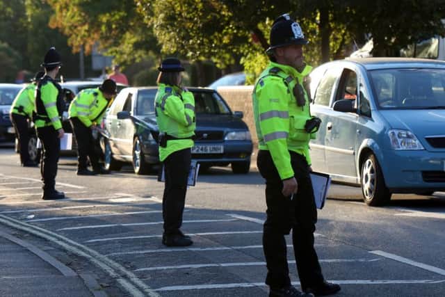 Police speak to drivers in Bury Road, Gosport Picture: UKNIP