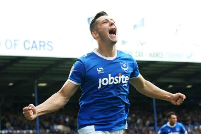Conor Chaplin celebrates scoring against Barnet Picture: Joe Pepler