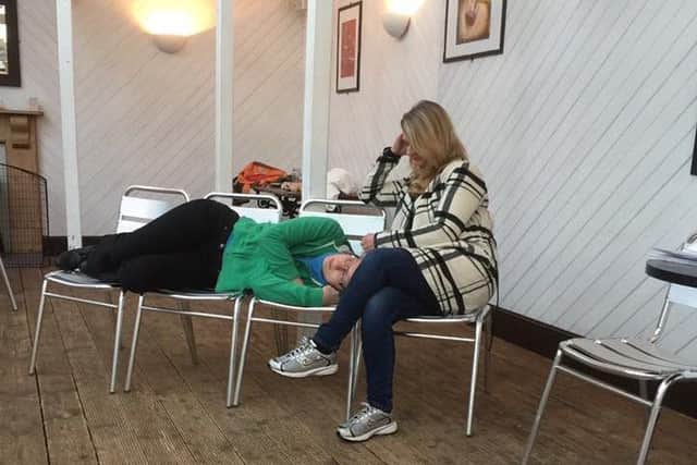 Angie Lily with Katie Watson in rehearsal for It Started With a Touch
