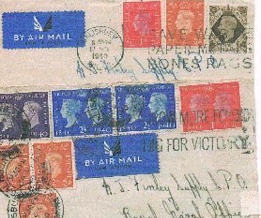 Recycling slogans overprinted on stamps and postmark 1940.