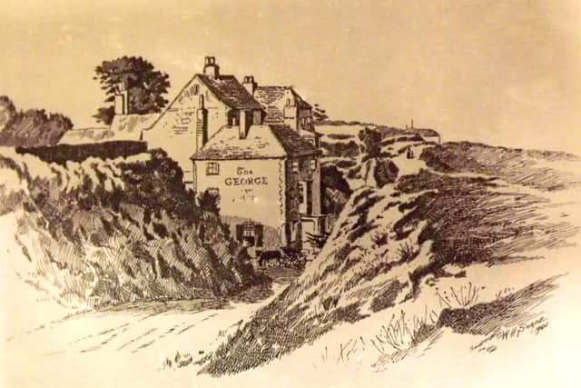 The top of the earthworks looking east showing where the London Road once passed over the summit of Portsdown Hill.