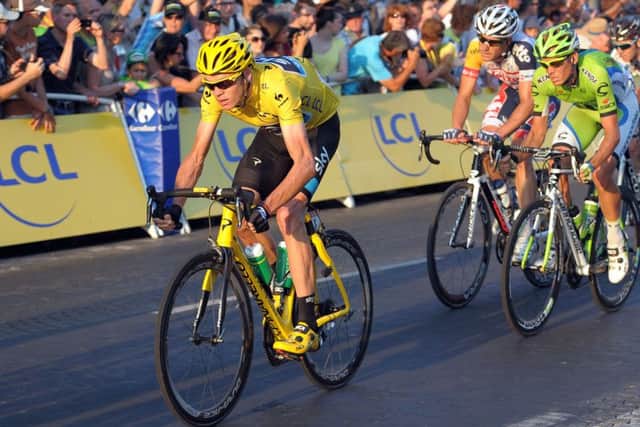 Team Sky's Chris Froome of Great Britain during the final stage of the Tour de France in Paris in 2013