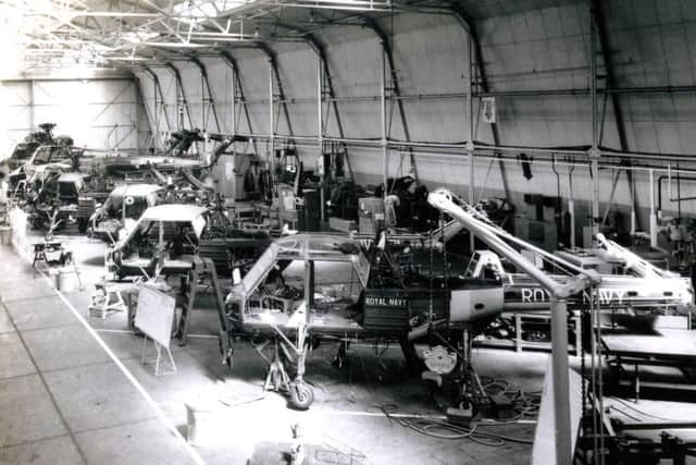 HELOS Westland Wasp helicopters at Fleetlands, Fareham Road, Gosport, in 1970