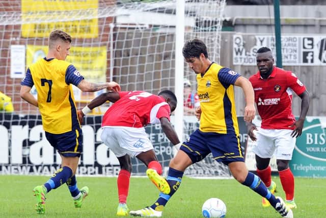 Brett Poate equalised for Gosport Borough. Picture: Malcolm Wells (160903-0057)