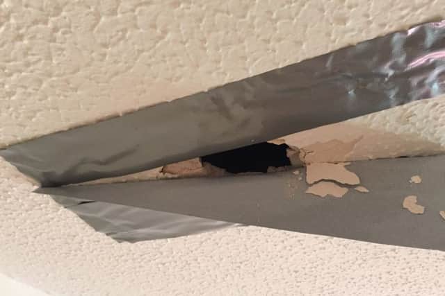 Tape put in by CarillionAmey to cover up a hole in the ceiling