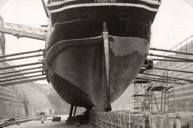 Foudroyant in dry dock in Portsmouth
