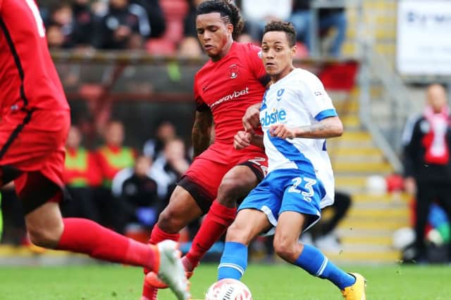 Kyle Bennett in action against Leyton Orient on Saturday Picture: Joe Pepler