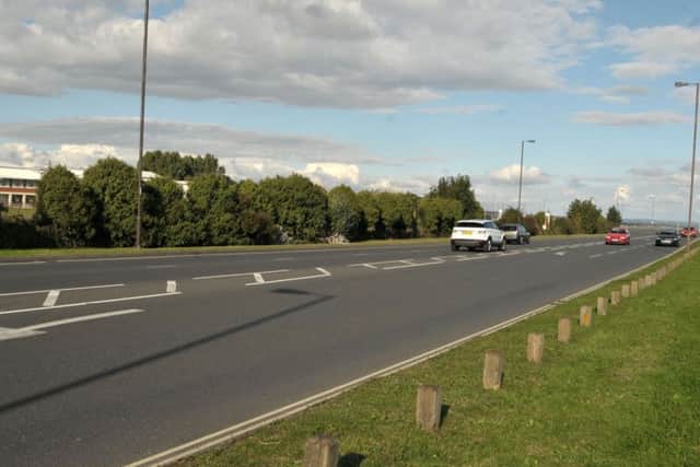 The location in Eastern Road, opposite Portsmouth College, where a school coach driver, travelling on the southbound carriageway, is stopped to pray Picture: Mick Young