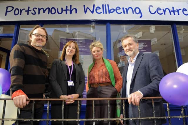 From left, Wellbeing Centre manager  Alex Long , chief operating officer of Solent NHS Trust  Sarah Austin, head of service for Solent Mind Portsmouth Support and Recovery Emma Fernandes and chief executive of Solent Mind Richard Barritt Picture: Malcolm Wells (161010-0261)