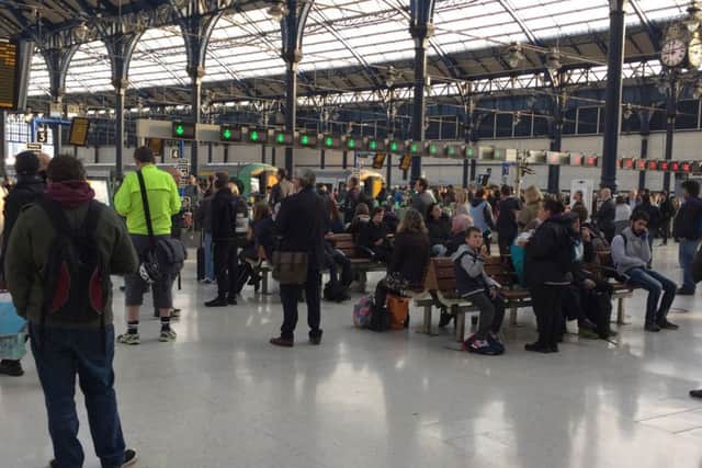 Passengers on the concourse at Brighton Railway Station in East Sussex during the Southern strikes this morning. Photo credit: Tom Pugh/PA Wire
