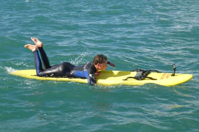 Jack Allman during the cross-Solent paddleboard