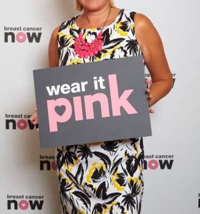 MP Caroline Dinenage supporting the Breast Cancer Now Wear It Pink campaign
