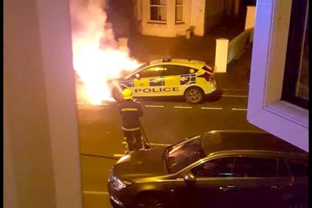 car arson Foster Road in Gosport via bf
from: Ben Fishwick
Date: 10 October 2016 at 08:04
Subject: Police car on fire
To: Howard Frost , Genevieve Hayward
Hi Howard this is on the Gosport Area Facebook page - Terri Wilson put it on there
Foster Road in Gosport last night PPP-161010-132722001