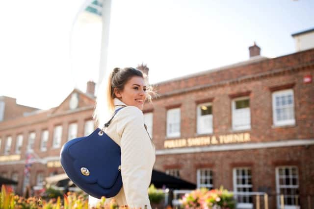 A model with a DBR Bag at Gunwharf Quays