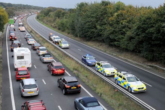 The incident involving a lorry on the A27 that took place on Thursday 13th October.   Picture: Sarah Standing (161411-4765) PPP-161013-195638001