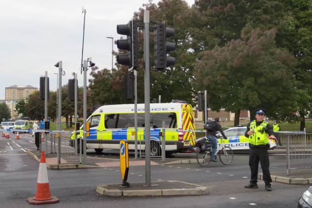Police in the St Mary's area of Fratton last Friday after a man was the victim of a serious assault Picture: Debz Croker