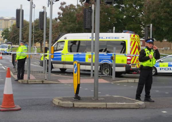 A police cordon in the St Mary's area of Fratton yesterday