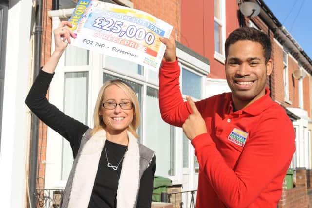 Paula Doherty with Peoples Postcode Lottery ambassador Danyl Johnson