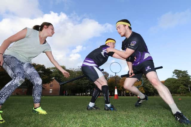 Sophie Ward, Alastair Taylor and Jack Latoy practising drills during a training session. 
Photo: Habibur Rahman