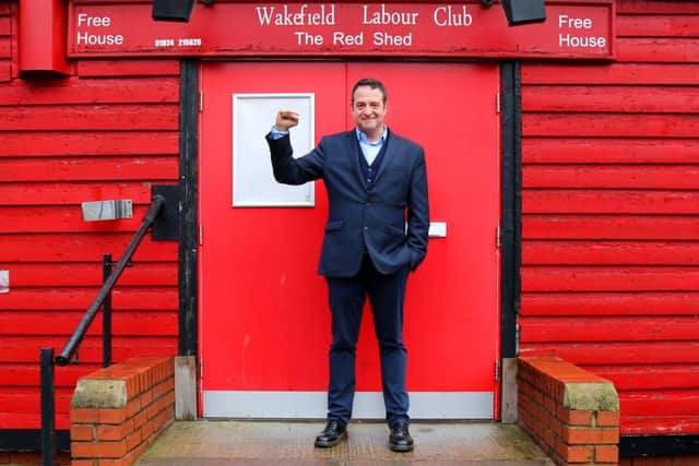 Mark Thomas outside The Red Shed in Wakefield