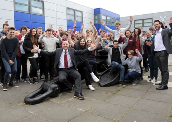 Staff and students at St Vincent College in Gosport, including principal Matt Atkinson, centre, celebrate their 'good' rating from Ofsted in March