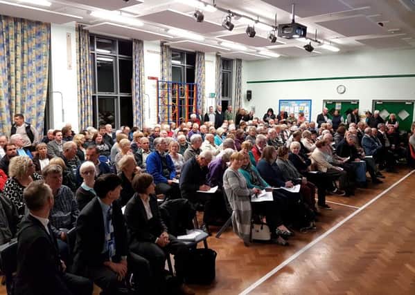 A packed hall at Wicor School for the Community Action Team meeting about the Cranleigh Road application