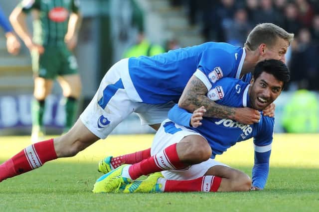 arl Baker rushes to congratulate Danny Rose following his goal against Plymouth on Saturday