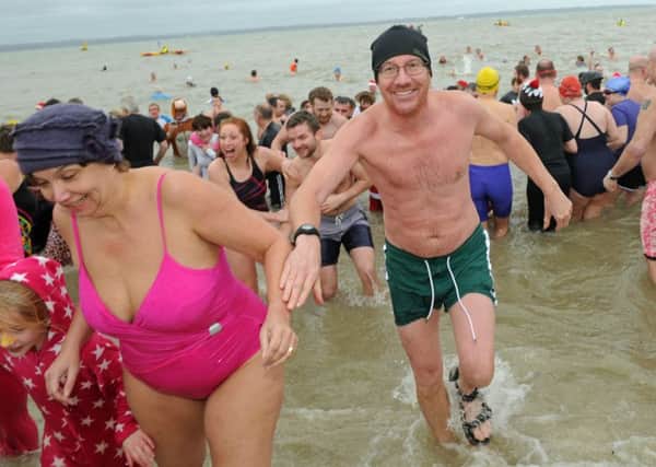 This year's Gafirs New Year's Day swim at Stokes Bay 
Picture Ian Hargreaves