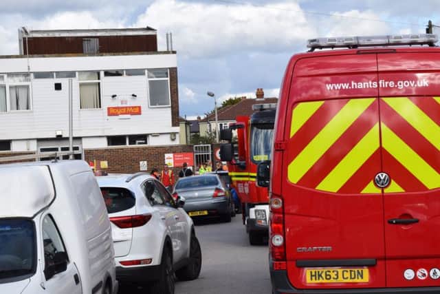Firefighters at the scene of the suspected chemical spillage in Mill Street, Gosport