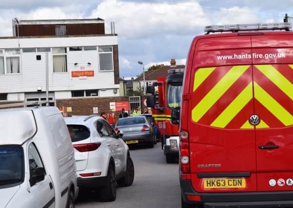 Firefighters at the scene of the suspected chemical spillage in Mill Street, Gosport