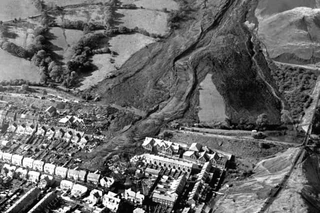 The aftermath of the landslide which engulfed Pantglas Junior School