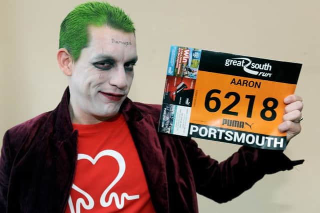 Aaron Dubber (32) from Leigh Park, is running the Great South Run 2016 dressed The Joker Picture: Sarah Standing (161416-5010)