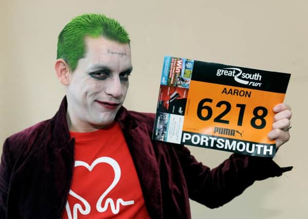 Aaron Dubber (32) from Leigh Park, is running the Great South Run 2016 dressed The Joker Picture: Sarah Standing (161416-5010)