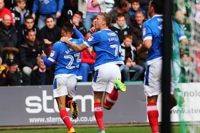 Kyle Bennett silences the home crowd at Plymouth with his goal. Picture: Joe Pepler