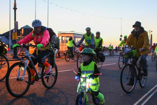 Cyclists on the seafront enjoying the Portsmouth Pedal Glow Ride  Pictures: Habibur Rahman