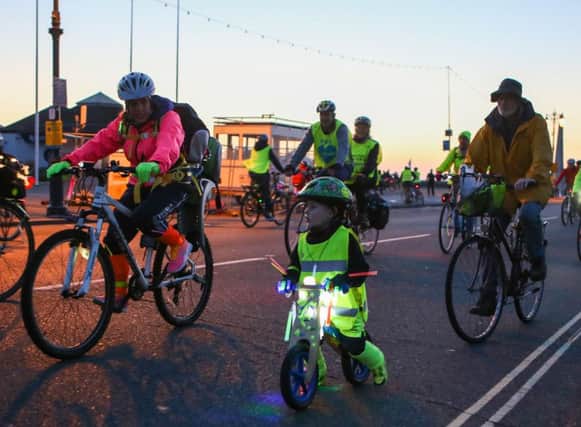 Cyclists on the seafront enjoying the Portsmouth Pedal Glow Ride  Pictures: Habibur Rahman