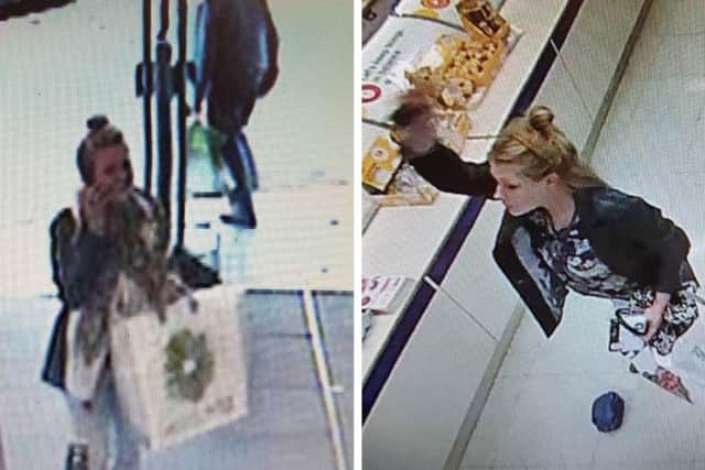 CCTV released by police after a 19-year-old woman working in the shop was abused.