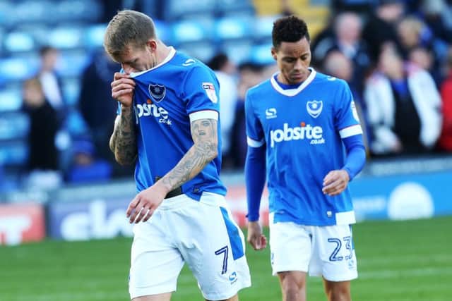 Carl Baker and Kyle Bennett leave the field dejected after today's 2-1 loss Picture: Joe Pepler